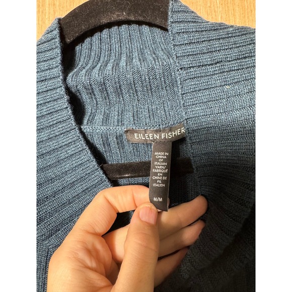 Eileen Fisher Italian Yarn Wool Blend Ribbed Funnel Neck Sleeveless Sweater Top - Picture 4 of 6